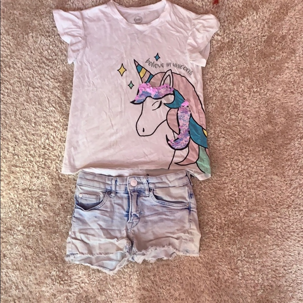 Kids blue jeans shorts and shirt